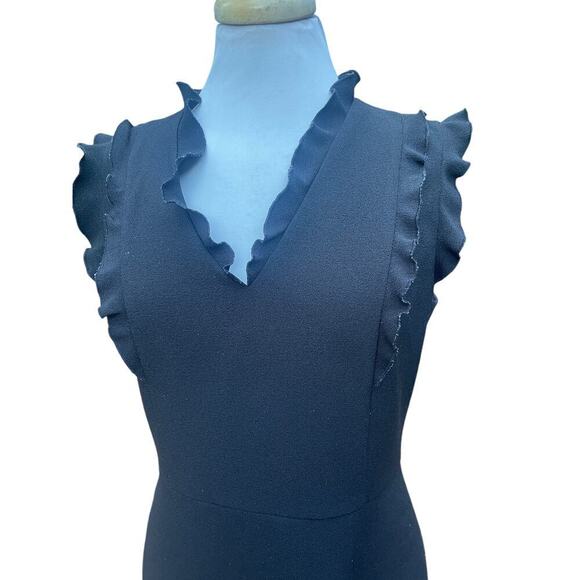 KARL LAGERFELD PARIS Black Ruffle Sleeveless Sheath Dress - Size 8 - Picture 11 of 16